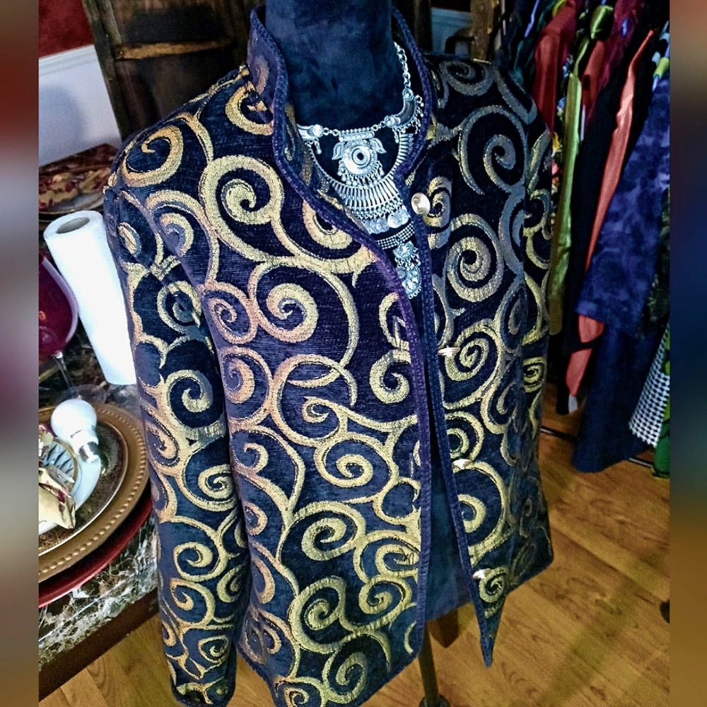 Khangura. Gorgeous black and gold tapestry jacket